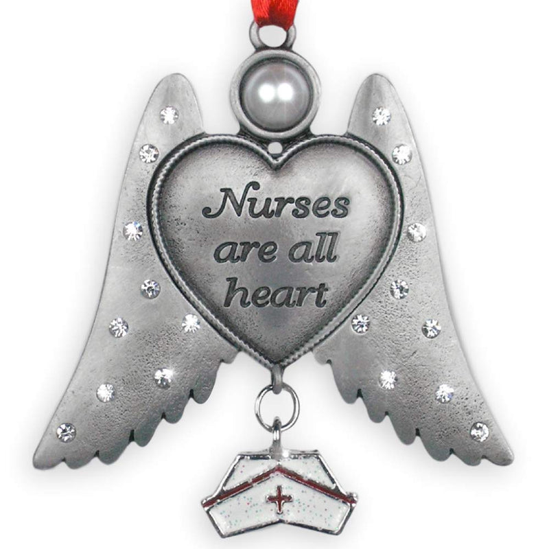 NewNest Australia - BANBERRY DESIGNS Nurse Angel - Nurses are All Heart Angel Ornament - Hanging Nurse Angel with Nurse Hat Charm - Nurses Day Gift - Nurse Graduation Gift - Nurse Appreciation 1 