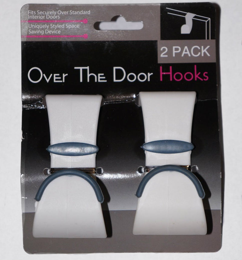 NewNest Australia - Over The Door Hook 2 Pack White Plastic Bathroom Towel Garment Robe Hanger 