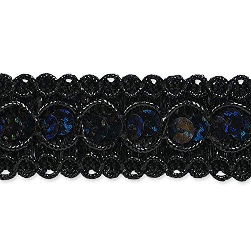 Trims by the Yard Trish Sequin Metallic Braid Trim | Black| (20 yard cut) - NewNest Australia