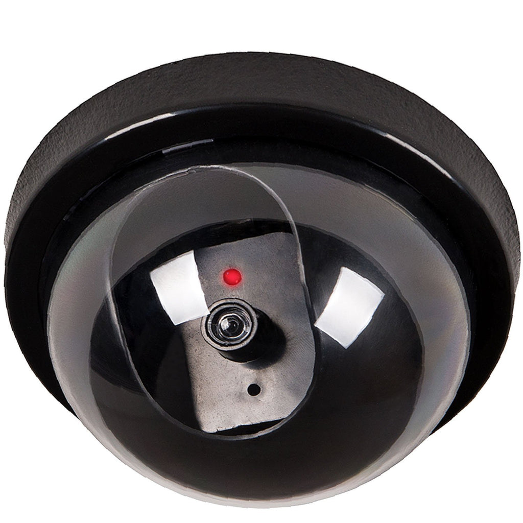 WALI Dummy Fake Security CCTV Dome Camera with Flashing Red LED Light With Security Alert Sticker Decals (SD-1), Black 1 Pack - NewNest Australia