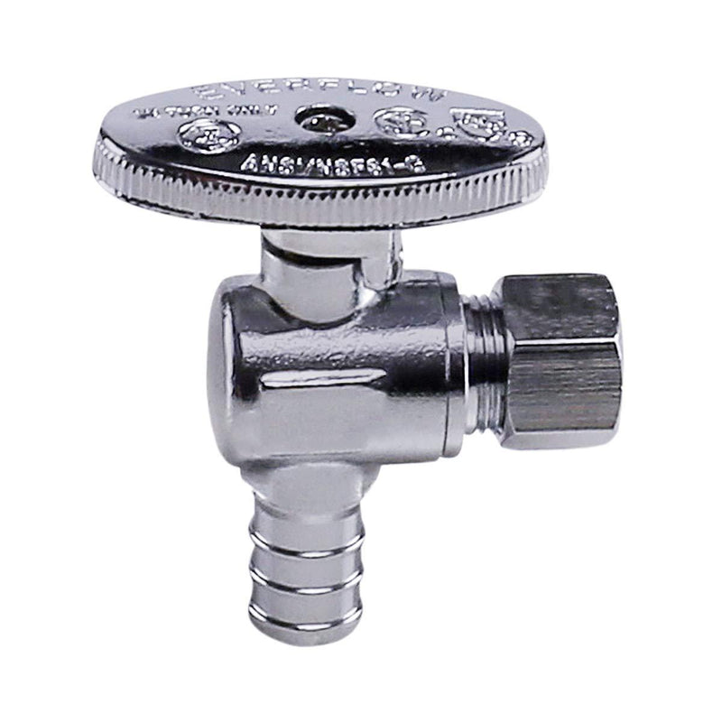 MIDLINE VALVE 81512QS-OM Water Supply Stop Valve with Quarter Turn Wheel; Lead Free; Angle Shut-off for Toilet, Sink, Dishwasher; 1/2 in. PEX x 3/8 in. O.D. COMP; Chrome Plated Brass - NewNest Australia