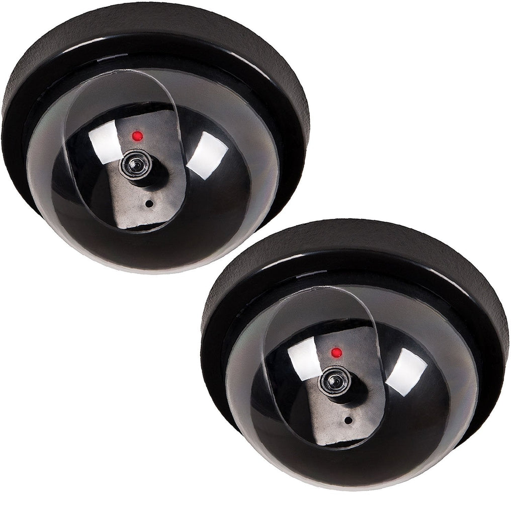 WALI Dummy Fake Security CCTV Dome Camera with Flashing Red LED Light with Security Alert Sticker Decals (SD-2), 2 Packs, Black - NewNest Australia