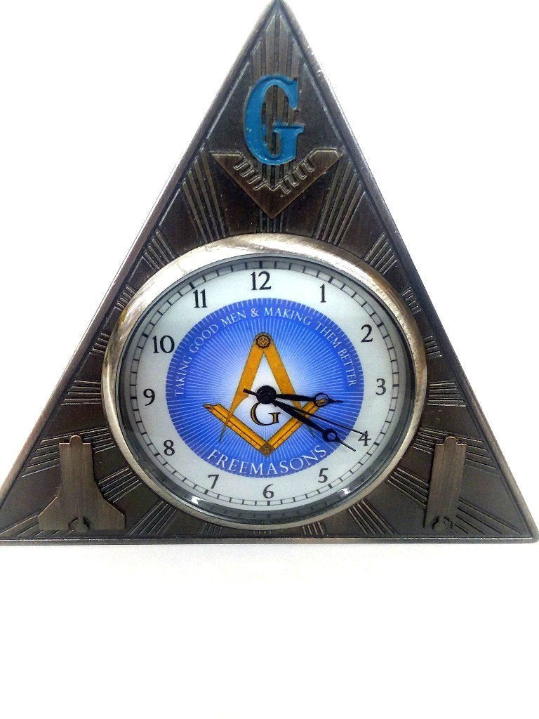 NewNest Australia - D0210 Clock Desk Masonic Freemason Light Blue Face Two Tone 