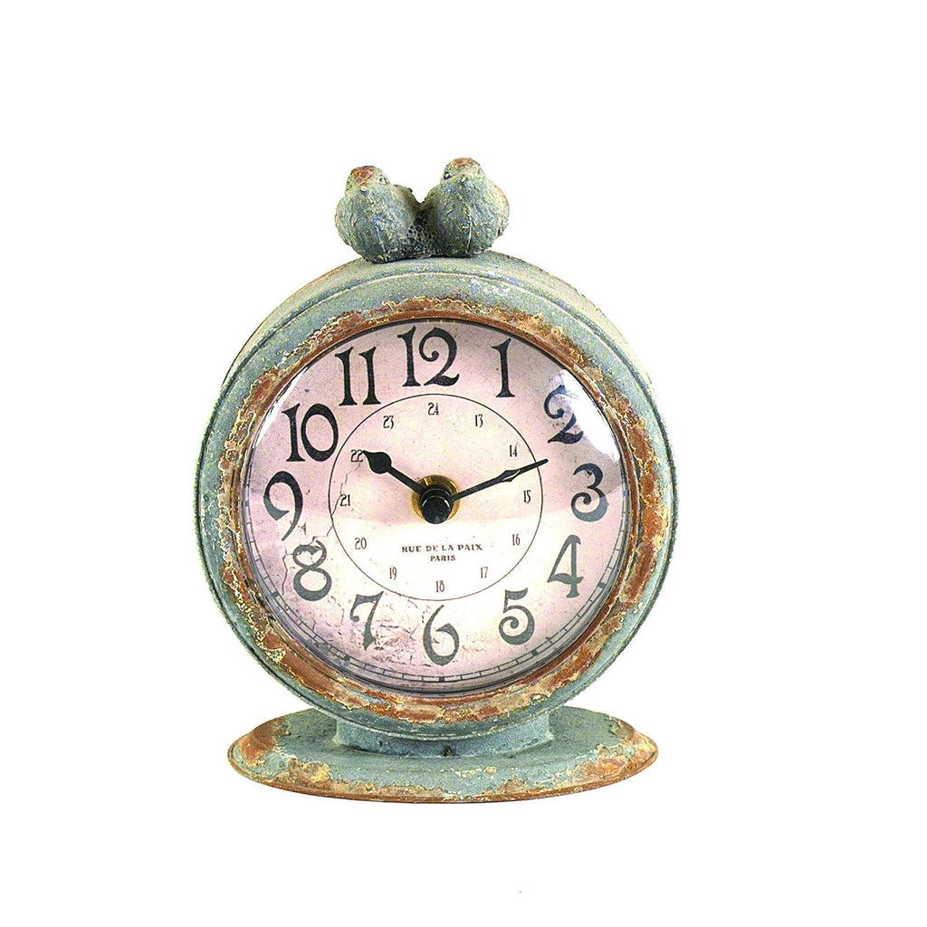 NewNest Australia - Creative Co-op Grey Pewter Mantel Birds Clocks, Pack of 1 