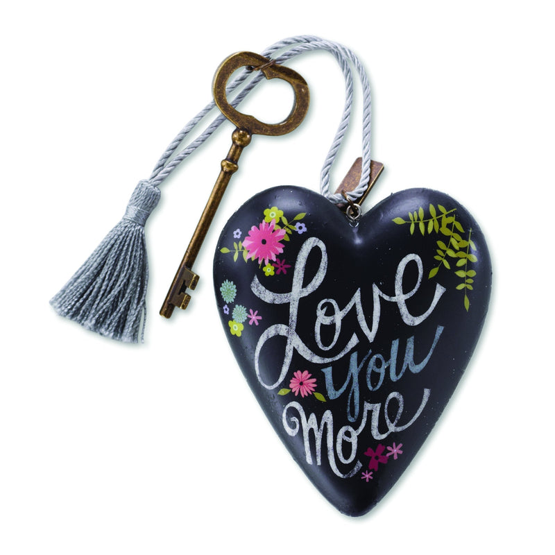 NewNest Australia - DEMDACO Love You More Chalkboard Floral 4 x 3 Inch Heart Shaped Resin Keepsake Decoration 