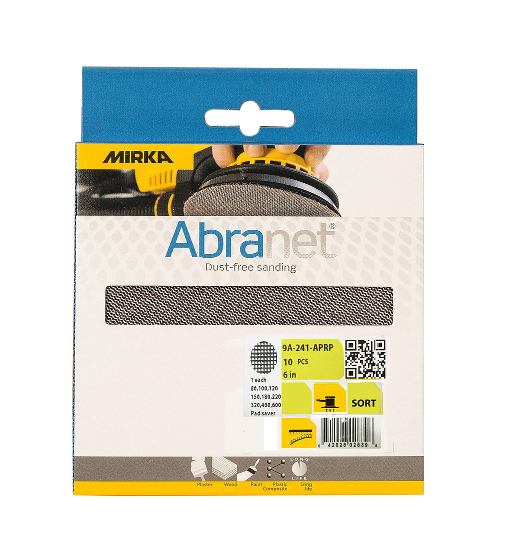 Mirka 9A-241-APRP 6-Inch Abranet Assortment Pack of 10, P80 - P600, Pad Protectors - NewNest Australia