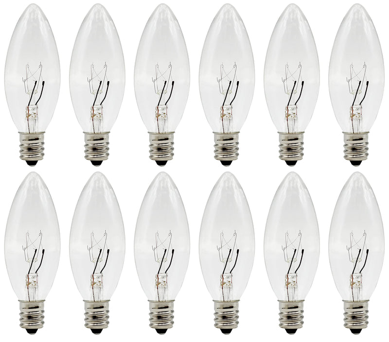 Creative Hobbies® Replacement Light Bulbs for Electric Candle Lamps, Window Candles, & Chandeliers - 7 Watt Candelabra (E12), Clear, Steady Burning, 120v 7w Bulb - Pack of 12 - NewNest Australia
