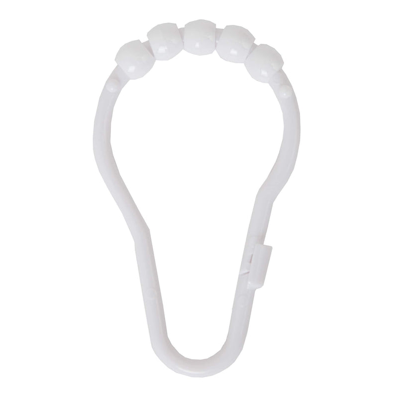 Maytex Heavy Duty Roller Glide Rings Shower Curtain Hooks, Plastic White Plastic Roller Glide Solid - NewNest Australia