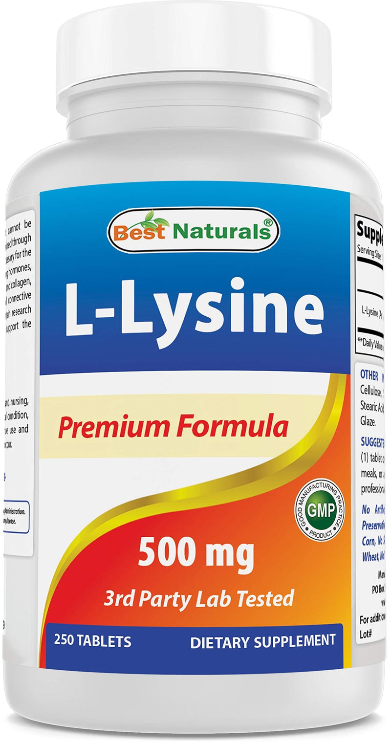 Best Naturals L-Lysine 500 mg 250 Tablets 250 Count (Pack of 1) - NewNest Australia