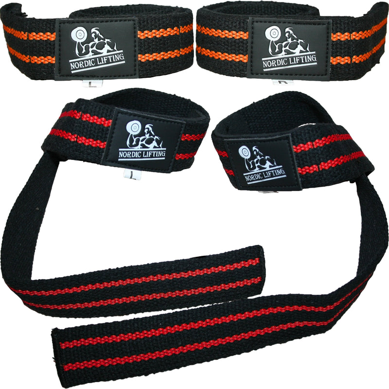 Lifting Straps (2 Pairs/4 Straps) for Weightlifting/Cross Training/Workout/Gym/Powerlifting/Bodybuilding-Support for Women & Men - Premium Quality Equipment & Accessories -Avoid Injury Red/Orange - NewNest Australia