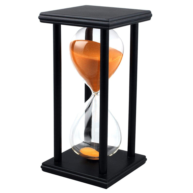 Sandglass 60 Minutes Timer Hourglass for Ornament Decoration Restaurant Living Room Home Closet Office Desk Bedroom Party Festival Christmas Wooden Frame Sand Timer Clock Orange Black Frame Orange Sand - NewNest Australia