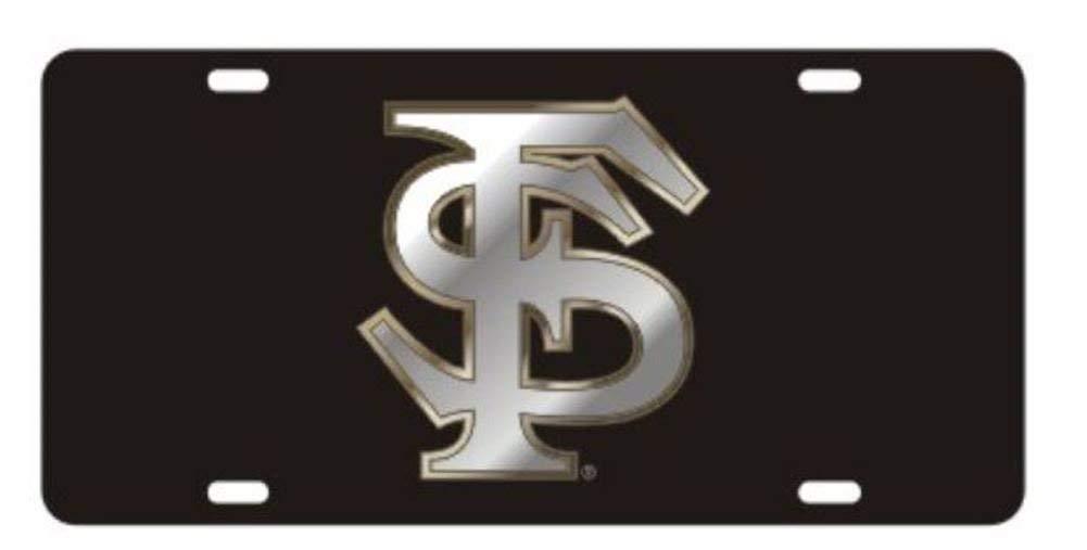 Craftique Florida State Seminoles Laser Cut Inlaid Mirrored Silver FS Black Plate - NewNest Australia