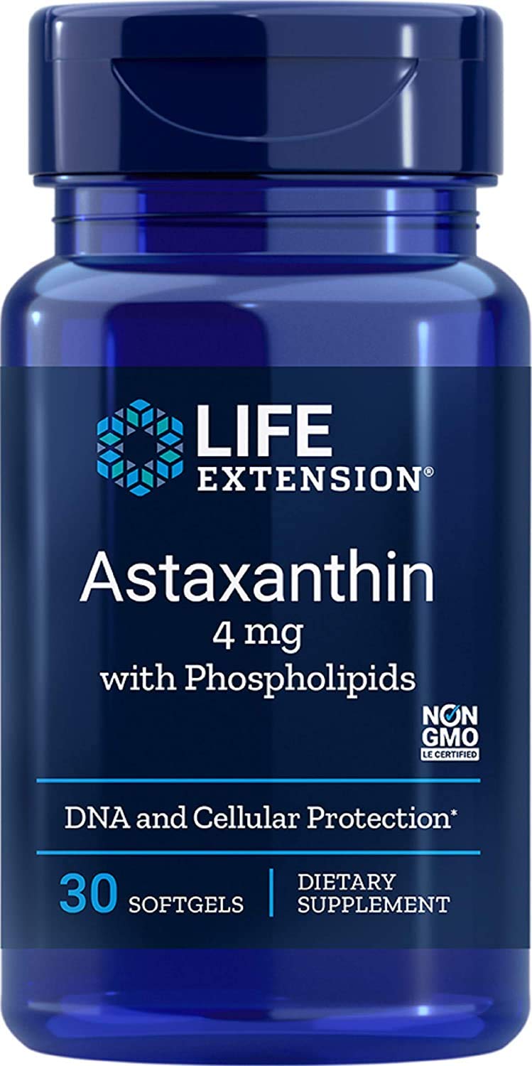 Life Extension Astaxanthin with Phospholipids 4 mg, Clear, 30 Count 30 Count (Pack of 1) Standard Packaging - NewNest Australia