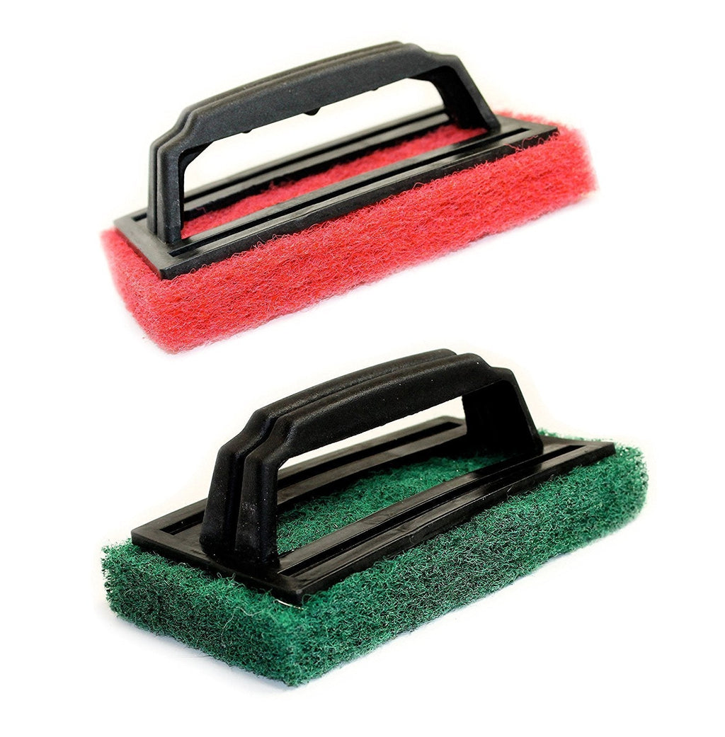 NewNest Australia - Set of 2 BBQ Grill Scrubbers, 1" Thick Scouring Pad with Handle, Assorted Colors 