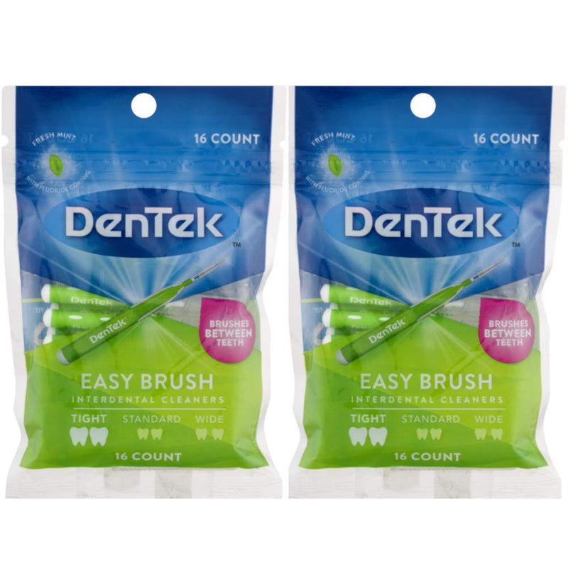 DenTek Easy Brush Fresh Mint Tight Interdental Cleaners, 16 each (Value Pack of 2) 16 Count (Pack of 2) - NewNest Australia