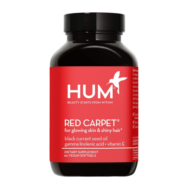 HUM Red Carpet - Skin & Hair Supplement - Black Currant Seed Oil for Glowing Skin & Strong, Healthy Hair with Vitamin E & Omegas 3/6 - Hair Growth Vitamins (60 Vegan Softgels) - NewNest Australia