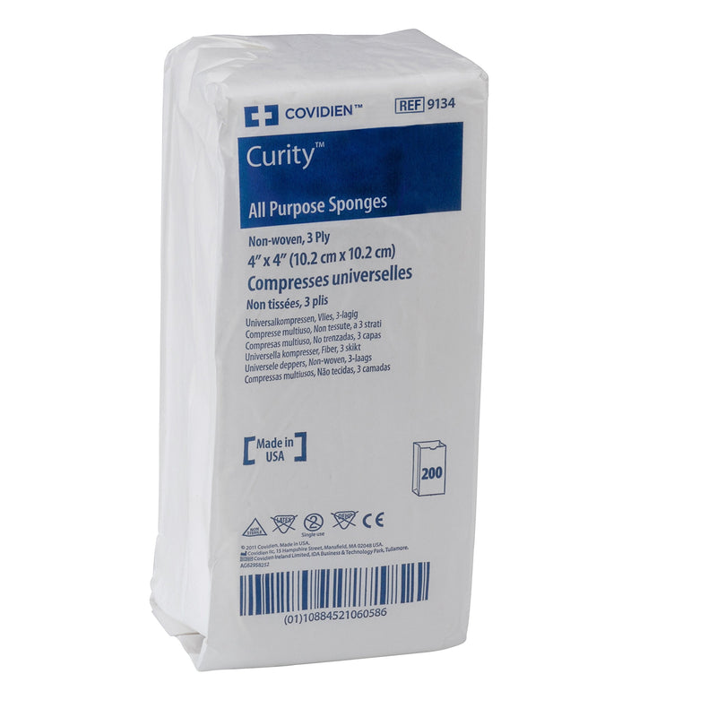 COVIDIEN 9134 Curity Non-Woven All-Purpose Sponge, Non-Sterile, 4" x 4", 3-ply (Pack of 200) - NewNest Australia