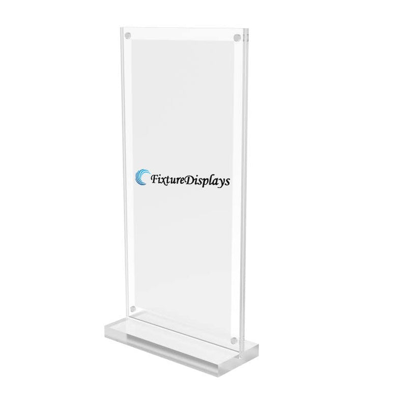 FixtureDisplays® 4 x 9 (Inside Magnet Dims) Acrylic Sign Holder with Magnets, T-Style - Clear19038 19038 - NewNest Australia