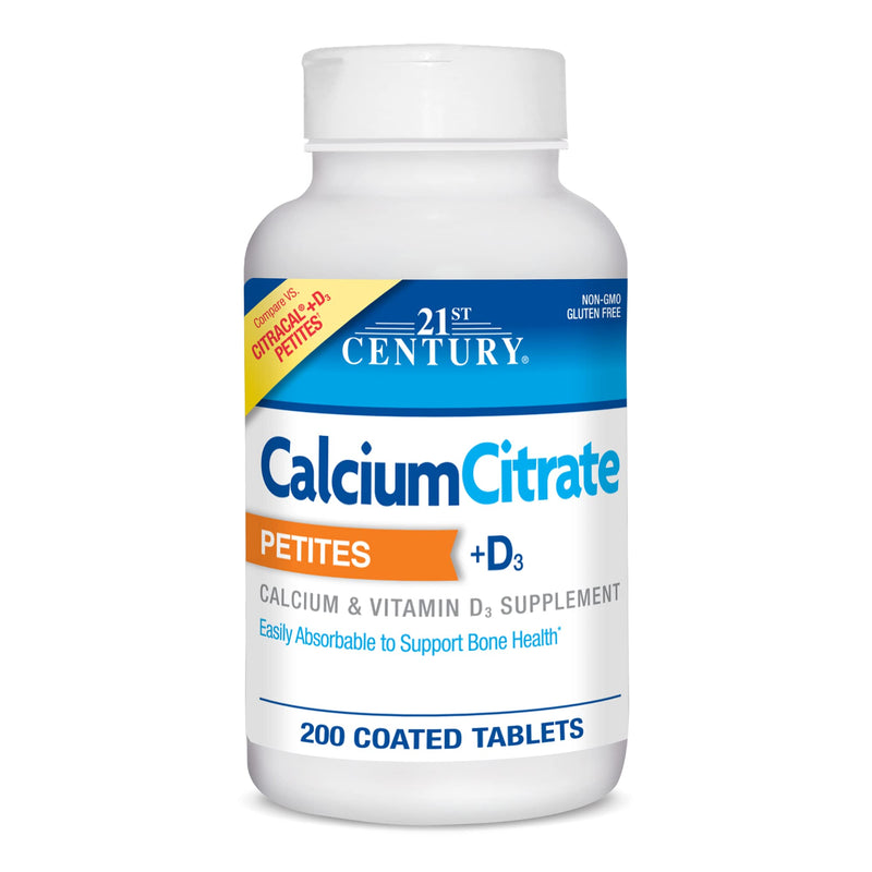 21st Century Calcium Citrate + D3 Petites Coated Tablets 200 ea - NewNest Australia