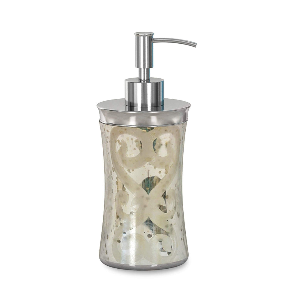 nu steel MG6H Mercury Glass Dispenser Pump Bottle for Bathroom Vanity Countertop, Kitchen Sink-Holds Essential Oils,Lotions,Liquid Soap,Hand Sanitizer-Etched - NewNest Australia