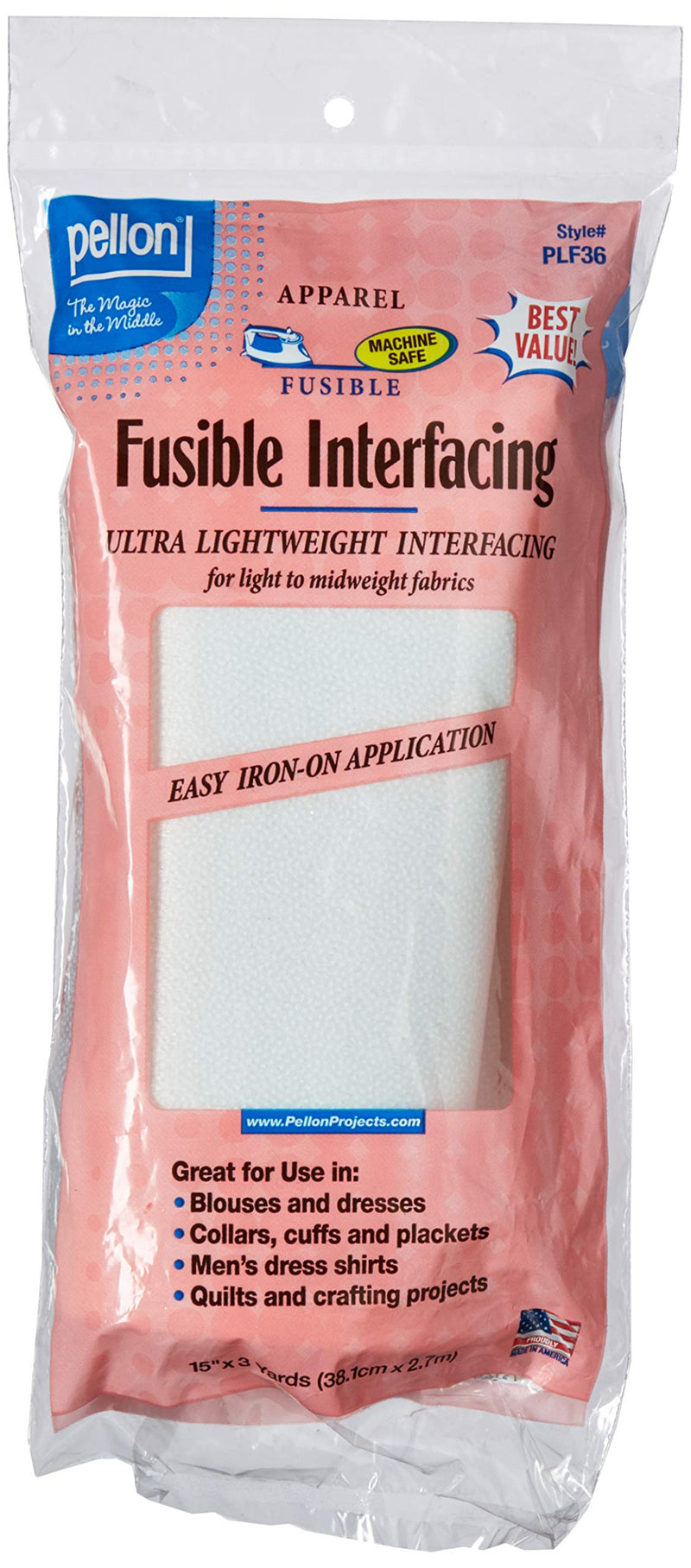 Pellon, White, PLF36 Ultra Lightweight Fusible Interfacing, 15" x 3 Yards, Package - NewNest Australia