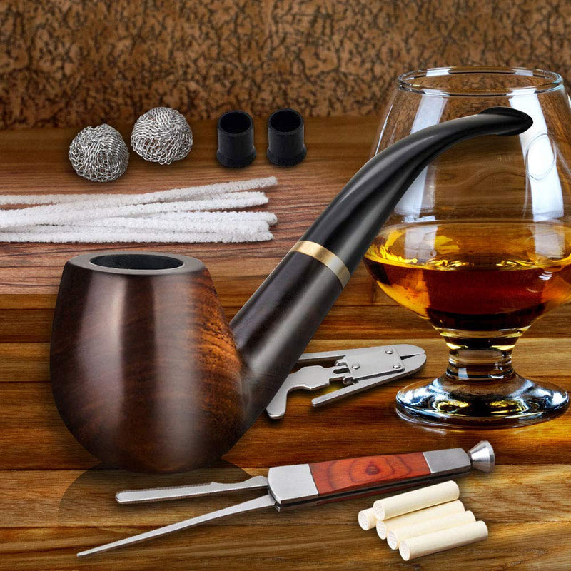 Scotte Tobacco Pipe Handmade Ebony Wood Root Smoking Pipe Gift Box and Accessories - NewNest Australia