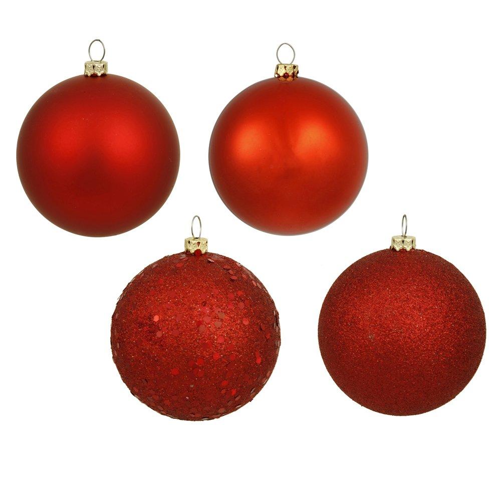 NewNest Australia - Vickerman 6" Red 4 Finish Ball Ornament 4 per Box 