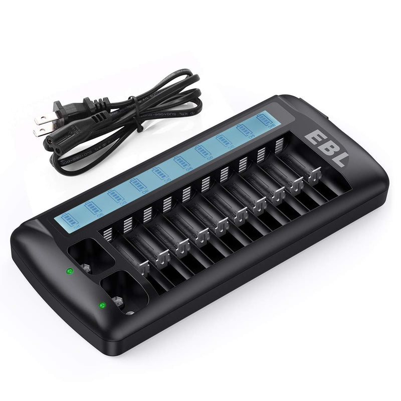 EBL 12 Bay LCD Universal Battery Charger for Rechargeable AA AAA 9V NIMH NICD Batteries - NewNest Australia