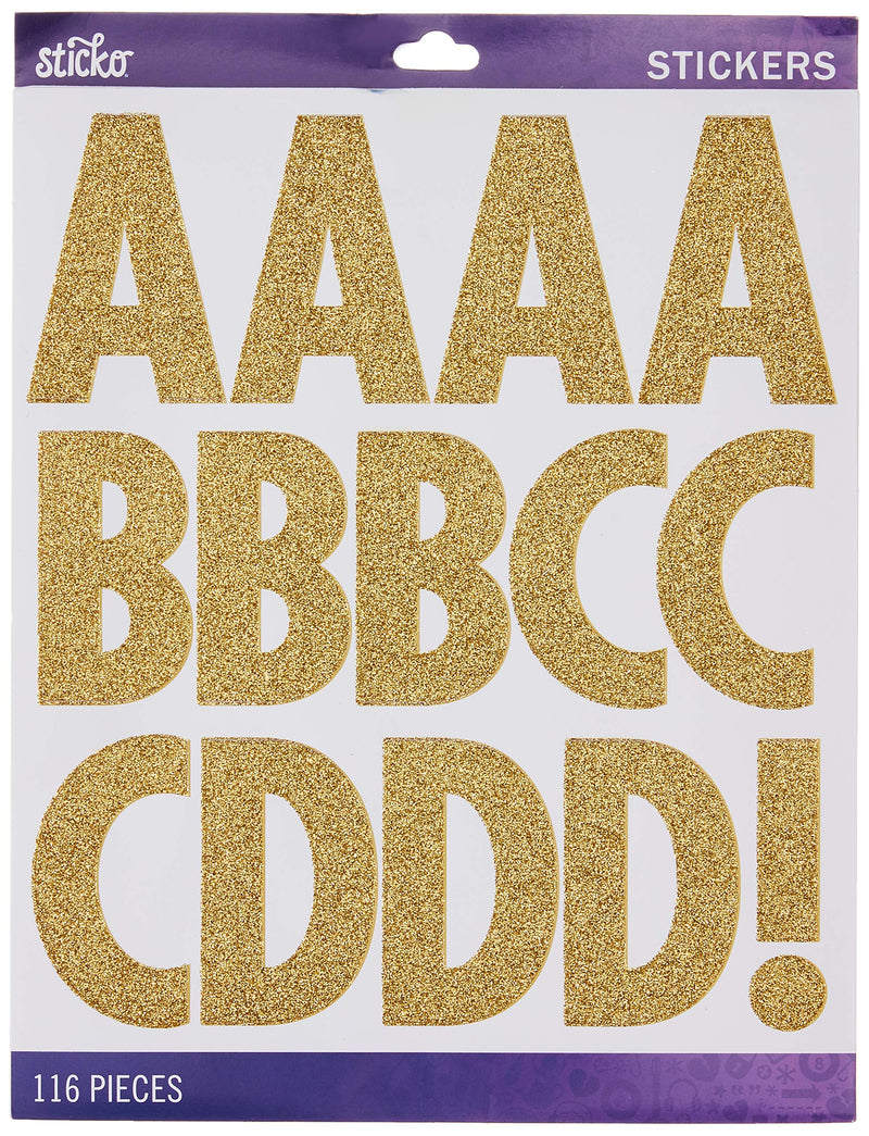 Sticko Alphabet Stickers, Regular X-Large, Gold Glitter Futura - NewNest Australia