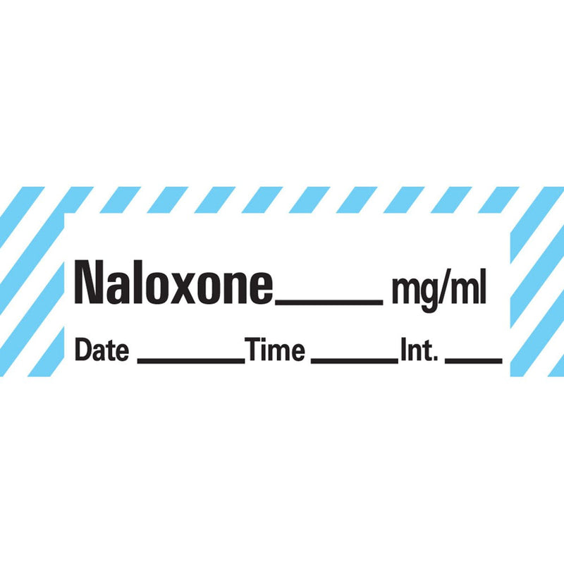 PDC ANS-14 Anesthesia Removable Tape with Date, Time & Initial, Naloxone Mg/Ml, 1/2" Width, 500" Length, 333 Imprints, White with Blue - NewNest Australia