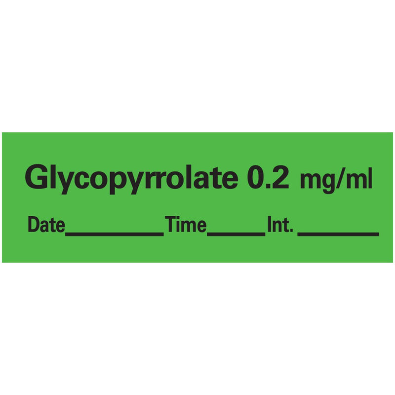 PDC Healthcare AN-9D02 Anesthesia Tape with Date, Time and Initial, Removable, Glycopyrrolate 0.2 mg/mL, 1" Core, 1/2" x 500", Imprints Green 333 (Pack of 1) - NewNest Australia