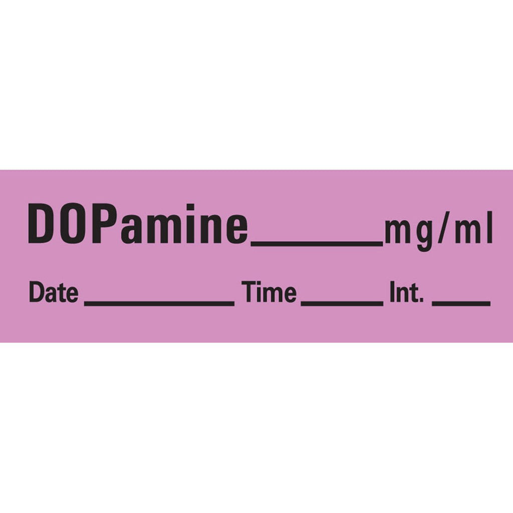 PDC AN-47 Anesthesia Removable Tape with Date, Time & Initial, Dopamine Mg/Ml, 1/2" Width, 500" Length, 333 Imprints, Violet - NewNest Australia