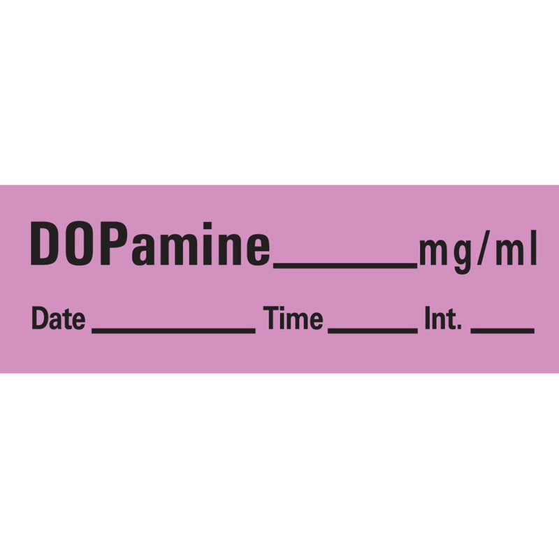 PDC AN-47 Anesthesia Removable Tape with Date, Time & Initial, Dopamine Mg/Ml, 1/2" Width, 500" Length, 333 Imprints, Violet - NewNest Australia