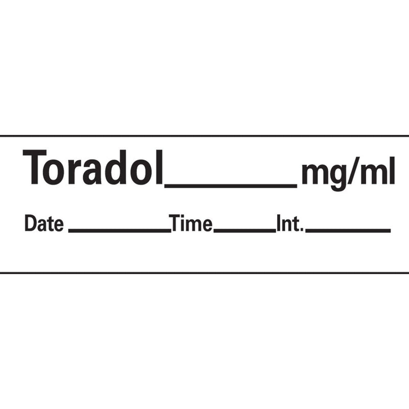 PDC Healthcare AN-201 Anesthesia Tape with Date, Time and Initial, Removable, Toradol mg/mL, 1" Core, 1/2" x 500", Imprints White 333 (Pack of 1) - NewNest Australia