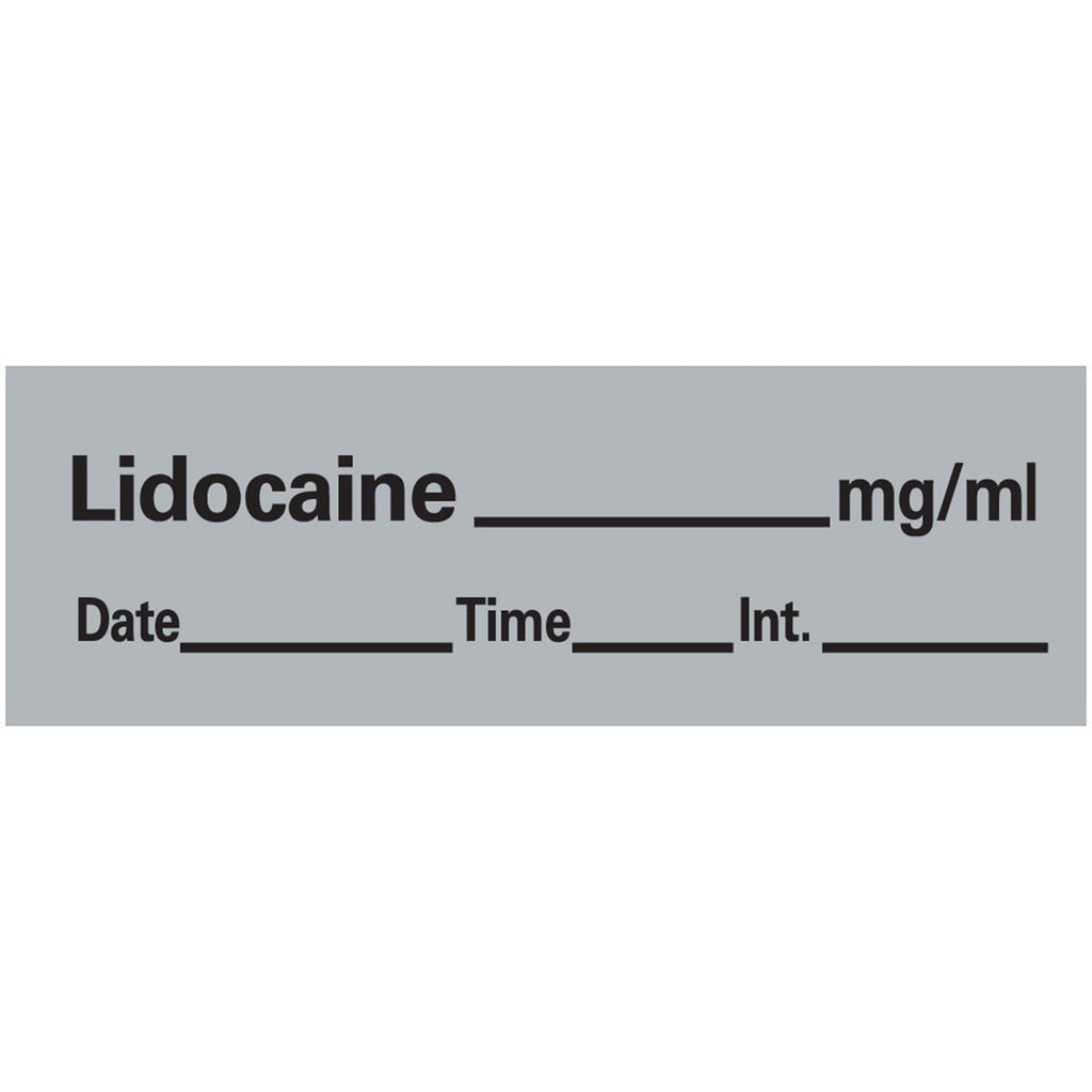 PDC AN-11 Anesthesia Removable Tape with Date, Time & Initial, Lidocaine Mg/Ml, 1/2" Width, 500" Length, 333 Imprints, Gray - NewNest Australia