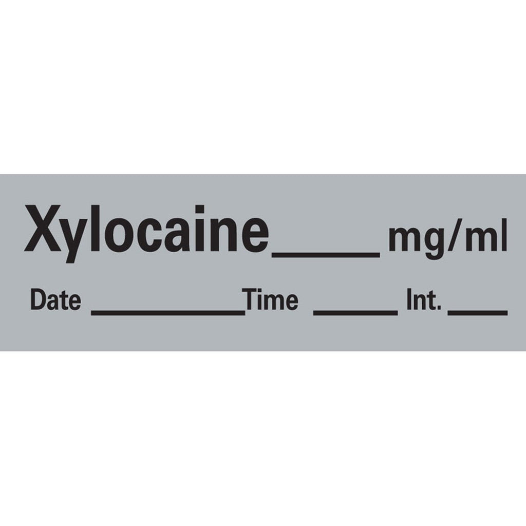 PDC AN-105 Anesthesia Removable Tape with Date, Time & Initial, Xylocaine Mg/Ml, 1/2" Width, 500" Length, 333 Imprints, Gray - NewNest Australia