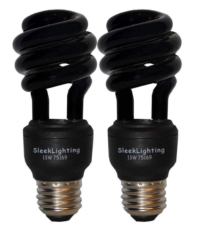 SleekLighting 13 Watt Spiral CFL Black Bug Light Bulb,- UL Approved- 120 Volt, E26 Medium Base. (Pack of 2) - NewNest Australia