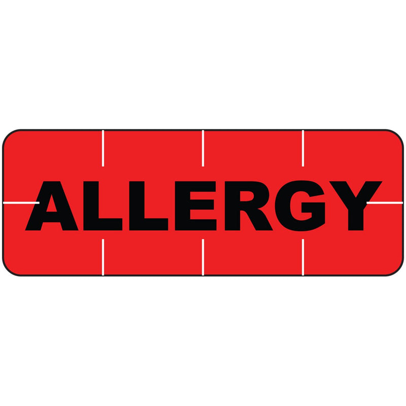 ALERT BANDS 59713048 Label, Poly"Allergy" Pre-Printed, State Standardization, 11/16" x 1/4", Red (Pack of 250) - NewNest Australia
