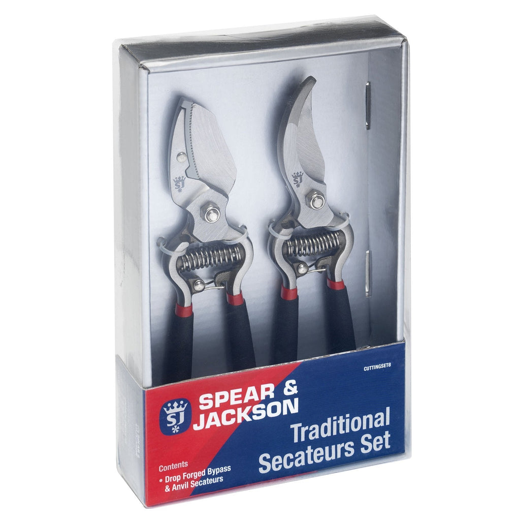 Spear & Jackson CUTTINGSET8 Traditional Bypass and Anvil (Twin Pack) Bypass & Anvil Secateur Set - NewNest Australia