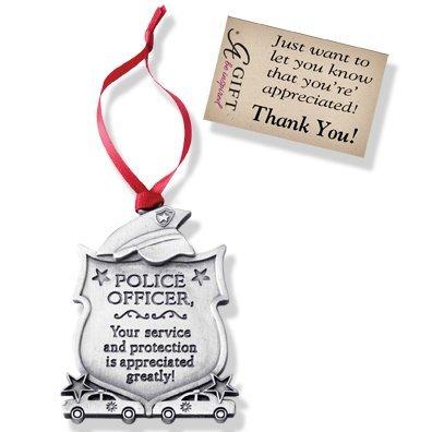 NewNest Australia - Pewter ORNAMENT for POLICE Officer MAN WOMAN Inspirational Message Thankful 