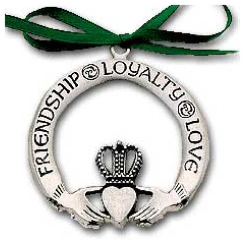 NewNest Australia - Pewter Claddagh Ornament Irish - Love Friendship & Loyalty Inspirational Message 