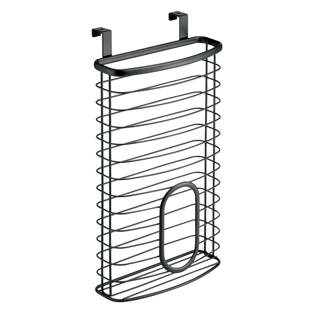 NewNest Australia - iDesign Axis Over the Cabinet Kitchen Storage Holder for Plastic and Garbage Bags - Matte Black 