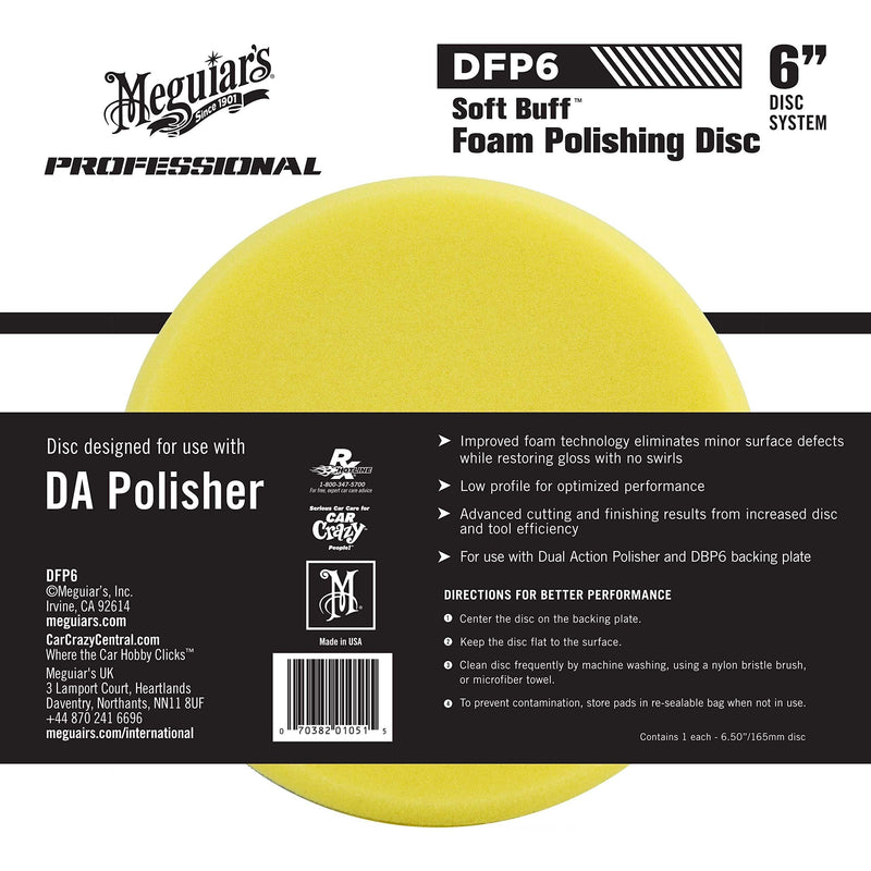 Meguiar’s 6" DA Foam Polishing Disc – Dual Action Polishing Pad Enhances High Gloss – DFP6 - NewNest Australia