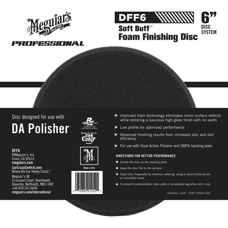 Meguiar's 6" Soft Buff DA (Dual Action) Foam Finishing Disc - DFF6, 1 Pack - NewNest Australia