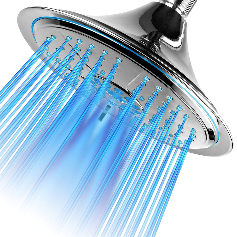 Hotel Spa Ultra-Luxury Extra-large 8 Inch Chrome Face 5-Setting Rainfall LED Shower-Head by Top Brand Manufacturer. Color of LED lights changes automatically according to water temperature - NewNest Australia