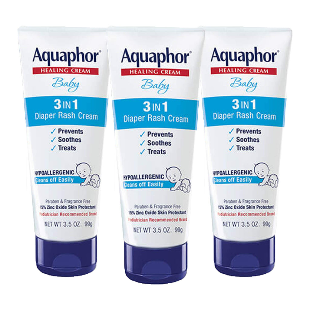 Aquaphor Baby Diaper Rash Cream, 3-in-1 Diaper Rash Relief, 3.5 Oz Tube, Pack of 3 - NewNest Australia