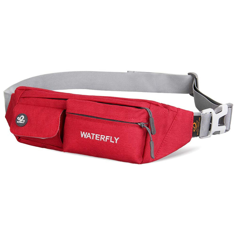 WATERFLY Fanny Pack for Women Men Water Resistant Small Waist Pouch Slim Belt Bag with 4 Pockets for Running Travelling Hiking Walking Lightweight Crossbody Chest Bag Fit All Phones Red - NewNest Australia