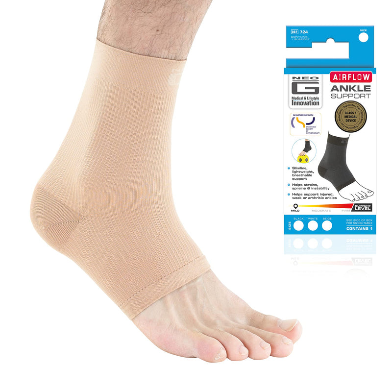 Neo G Ankle Support - For Arthritis, Joint Pain, Sprains, Strains, Ankle Injury, Recovery, Rehab, Sports, Basketball - Multi Zone Compression Sleeve - Airflow - Class 1 Medical Device - Large - Tan Large: 23 - 28 cm Beige - NewNest Australia