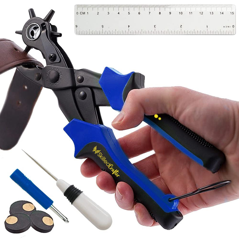 Leather Hole Punch & Belt Hole Puncher Easily Punches Perfect Round Holes. Bonus Ruler & Awl Tool. Leather Punch Tool for Watch or Bag Strap, Fabric, Eyelet - Precision Crafting & Professional Results 1 Pack - NewNest Australia