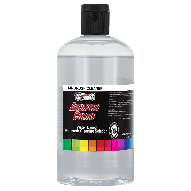U.S. Art Supply Airbrush Cleaner, 16-Ounce Pint Bottle - Fast Acting Cleaning Solution, Quickly Remove Water-Based Acrylic Paint, Watercolor, Makeup - Clean Clogged Airbrushes, Brushes, Artist Tools - NewNest Australia